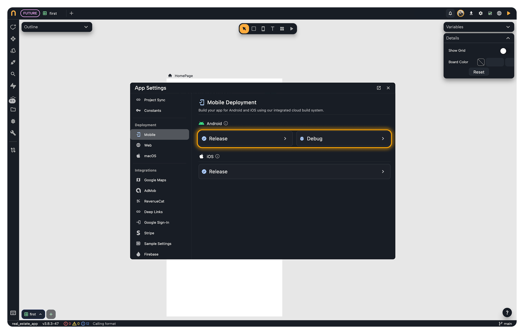 Mobile Deployment Settings