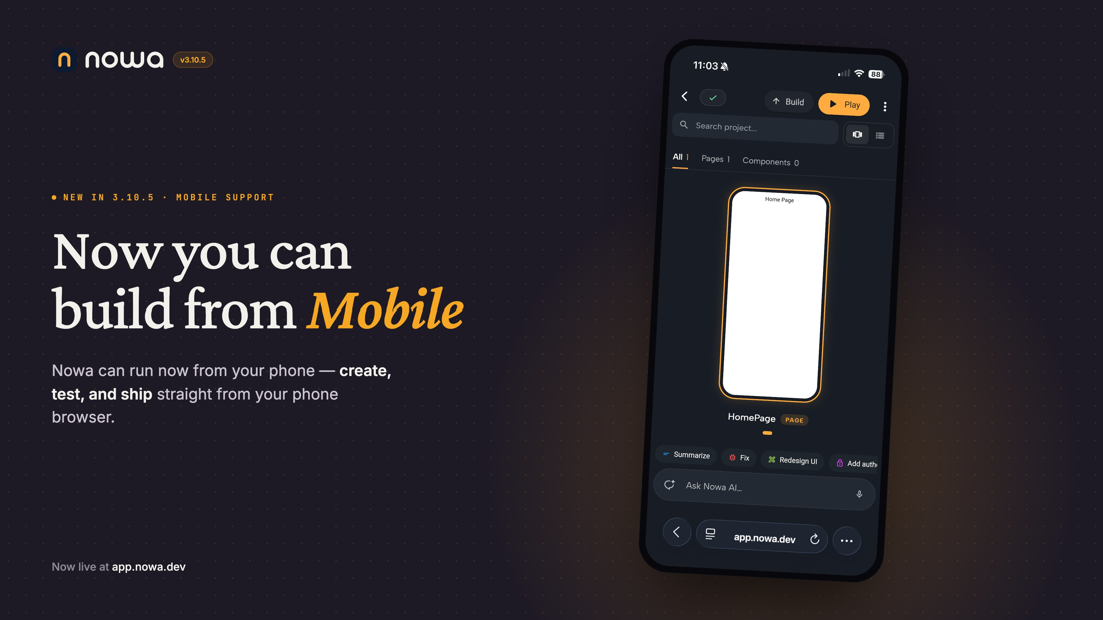 Nowa 3.10.5 brings full mobile browser support